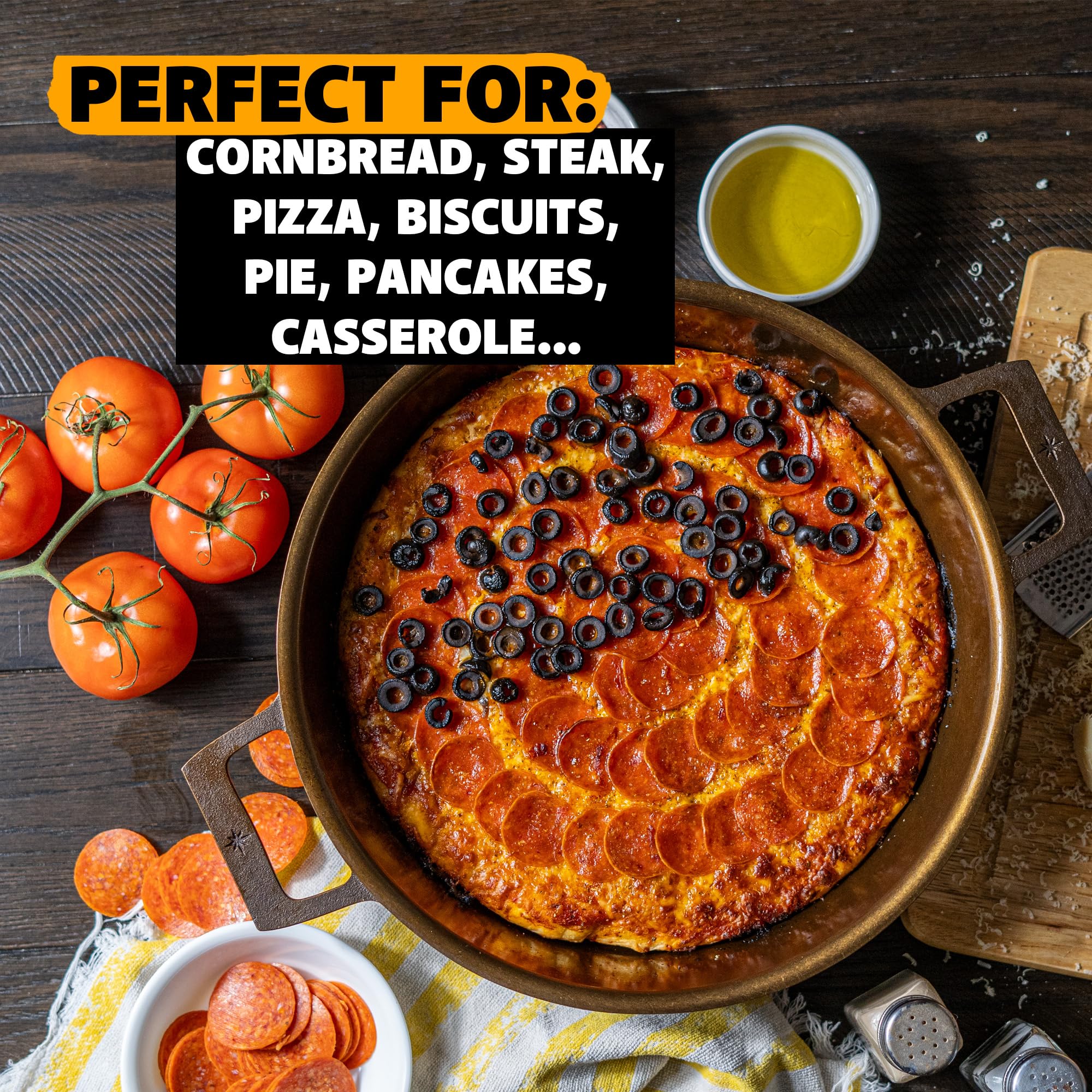 Stargazer skillet compatibility with oven and grill enables versatile cooking.
