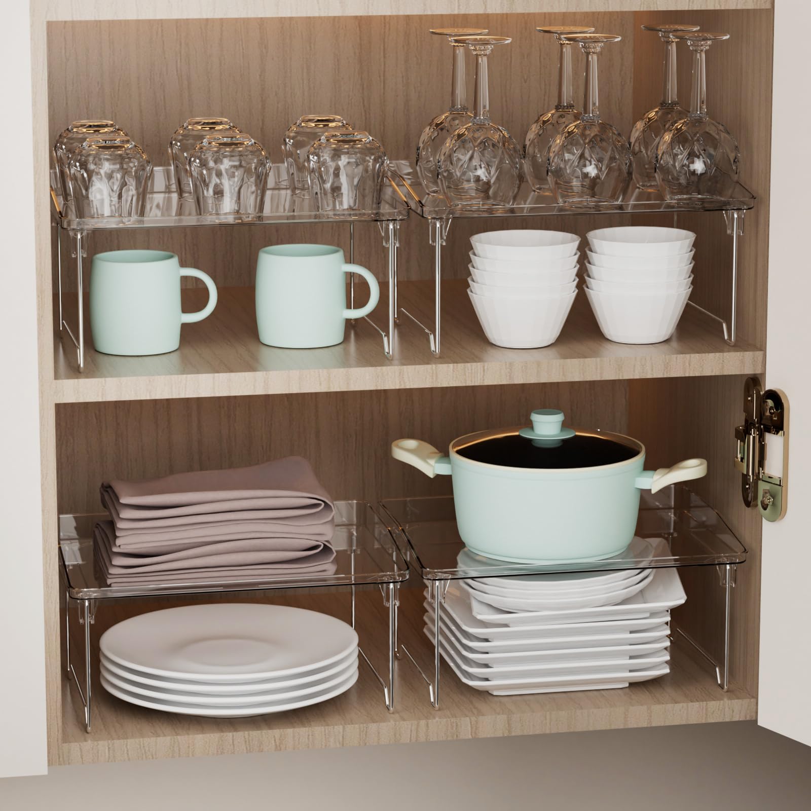STARLATTA clear storage shelves reveal contents for easy makeup and bathroom organization.