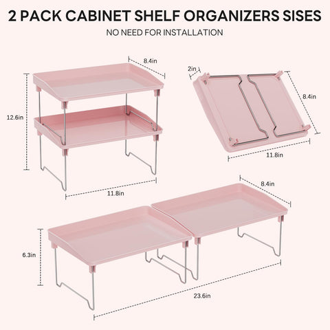 STARLATTA pink stackable kitchen shelves showing double-layer design