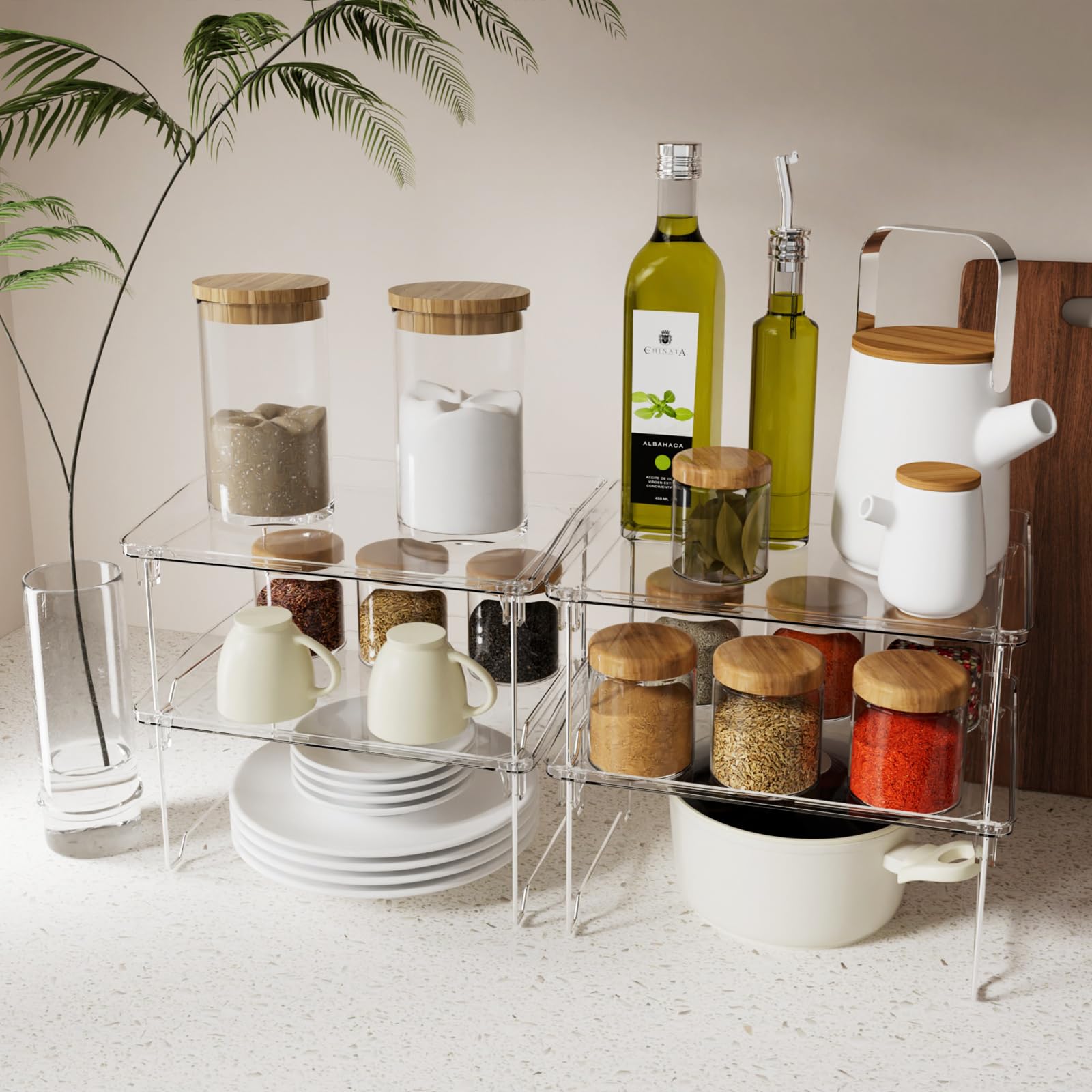 STARLATTA stackable spice rack keeps counters tidy and spices within reach.