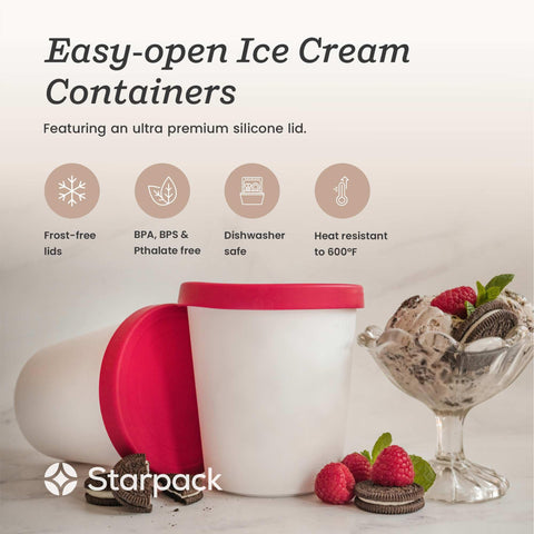 StarPack Freeze the Day ice cream container mouth shows 1-qt capacity.