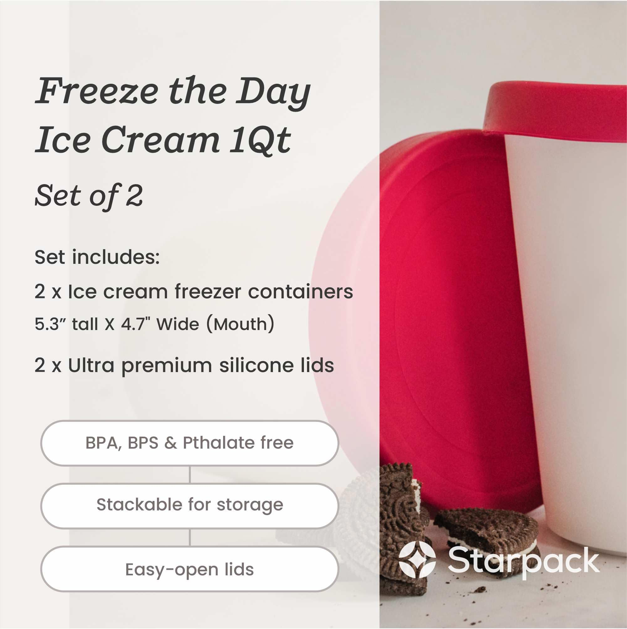 StarPack Freeze the Day silicone lids illustrate flexible, crack-resistant sealing.