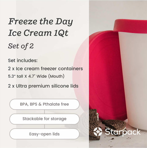 StarPack Freeze the Day silicone lids illustrate flexible, crack-resistant sealing.