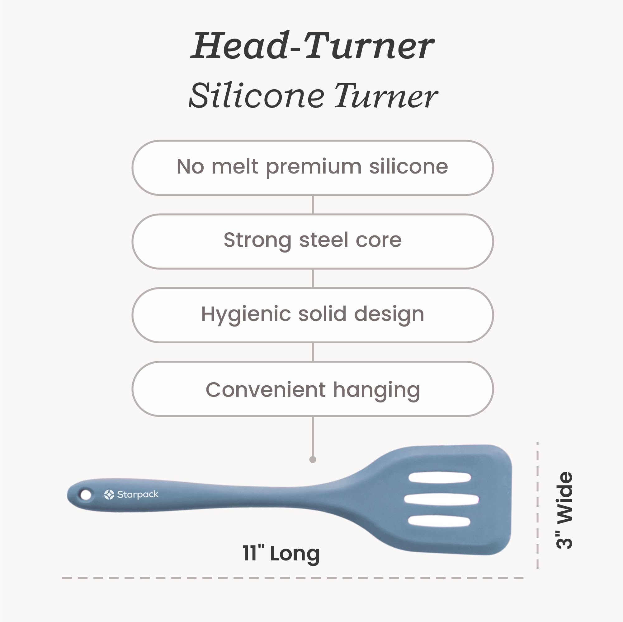 Head Turner used on a nonstick pan demonstrating safe performance