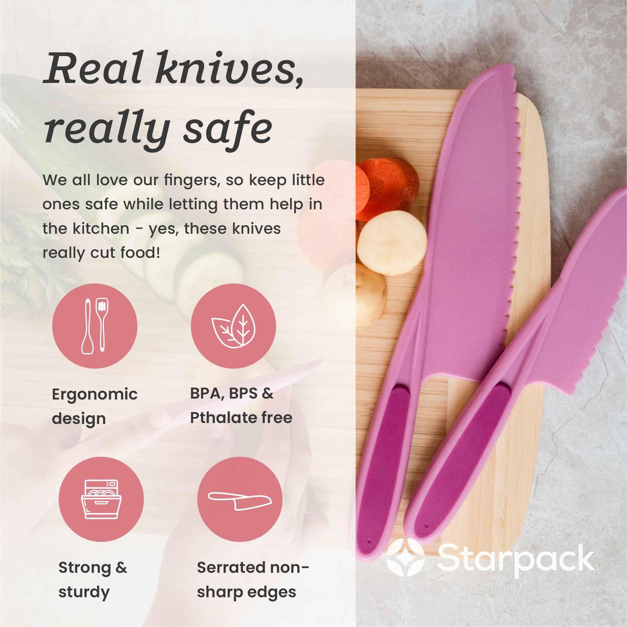 StarPack Home Finger Loving medium knife for growing hands in the kitchen.