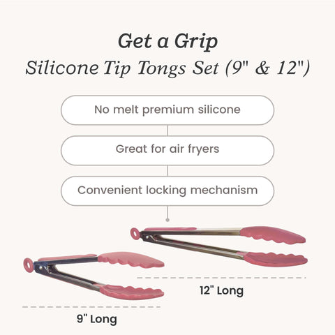 StarPack Home Get a Grip 12-inch tongs in action on barbecue for long reach.