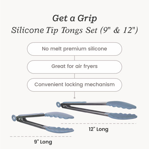StarPack Home Get a Grip 12-inch tongs with locking mechanism for storage.
