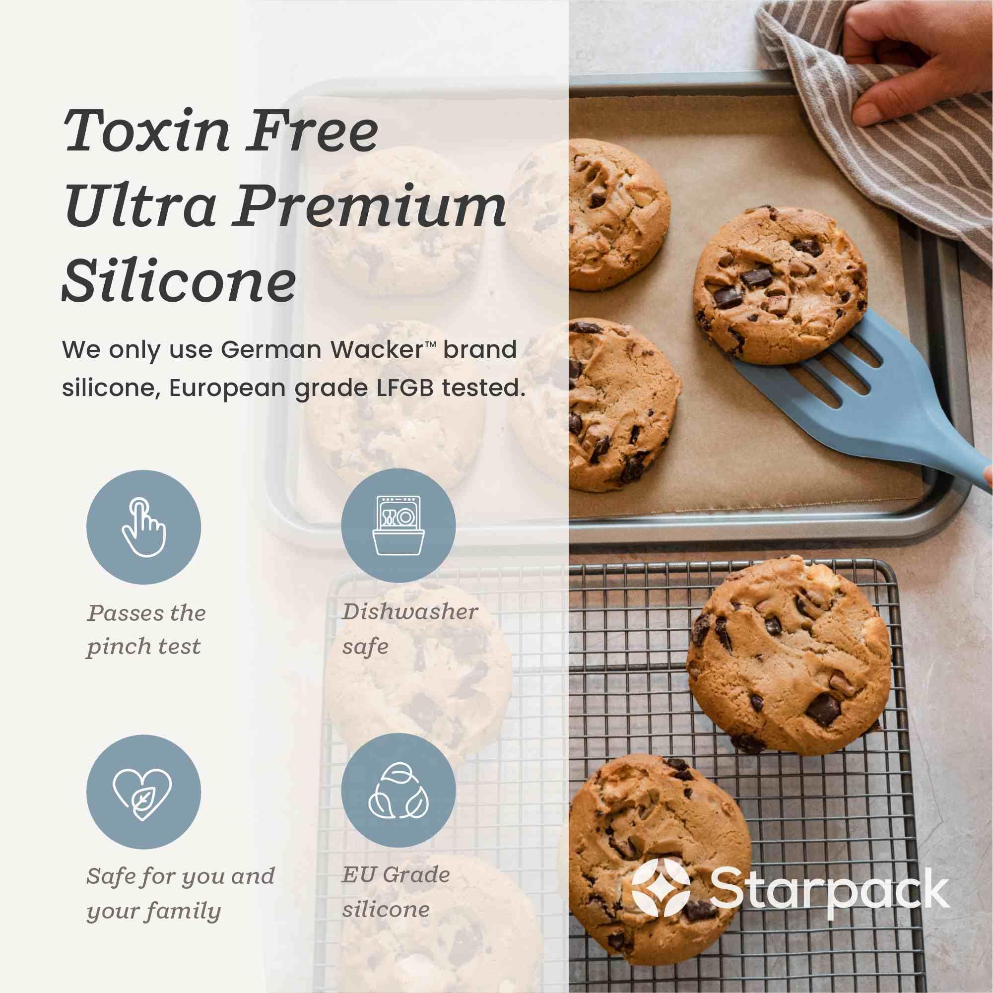 StarPack Home 600°F heat resistance close-up for high-temperature cooking.