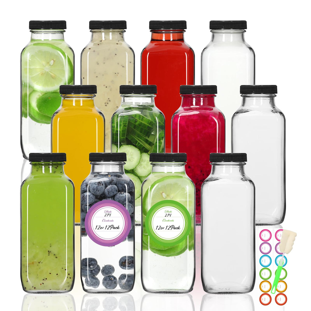 STARSIDE 12 oz square bottle with lid for fresh juice on the go