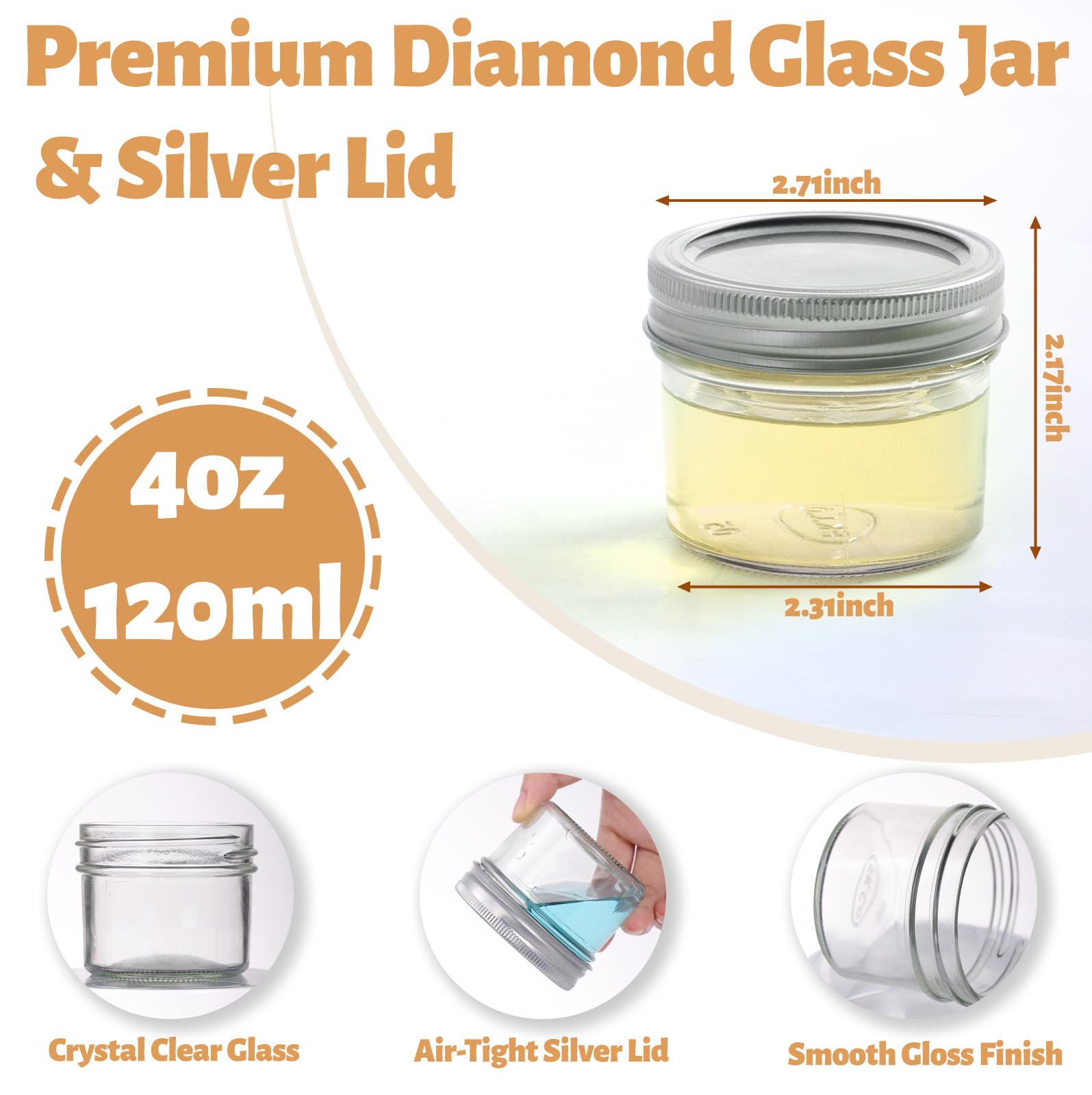 Starside silver lid and band provide a reliable leakproof seal.