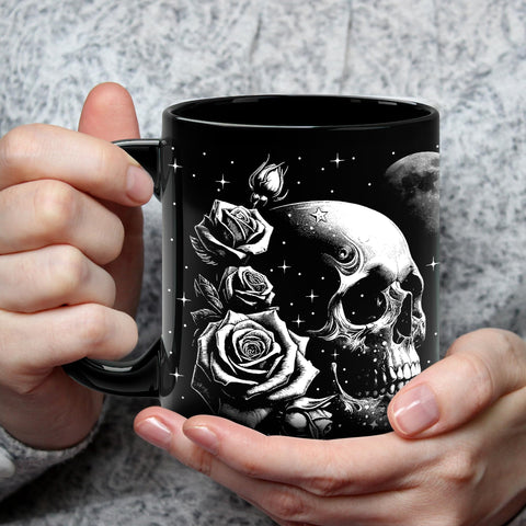 Starter Fluid black gothic mug in durable ceramic for microwave-safe daily use.