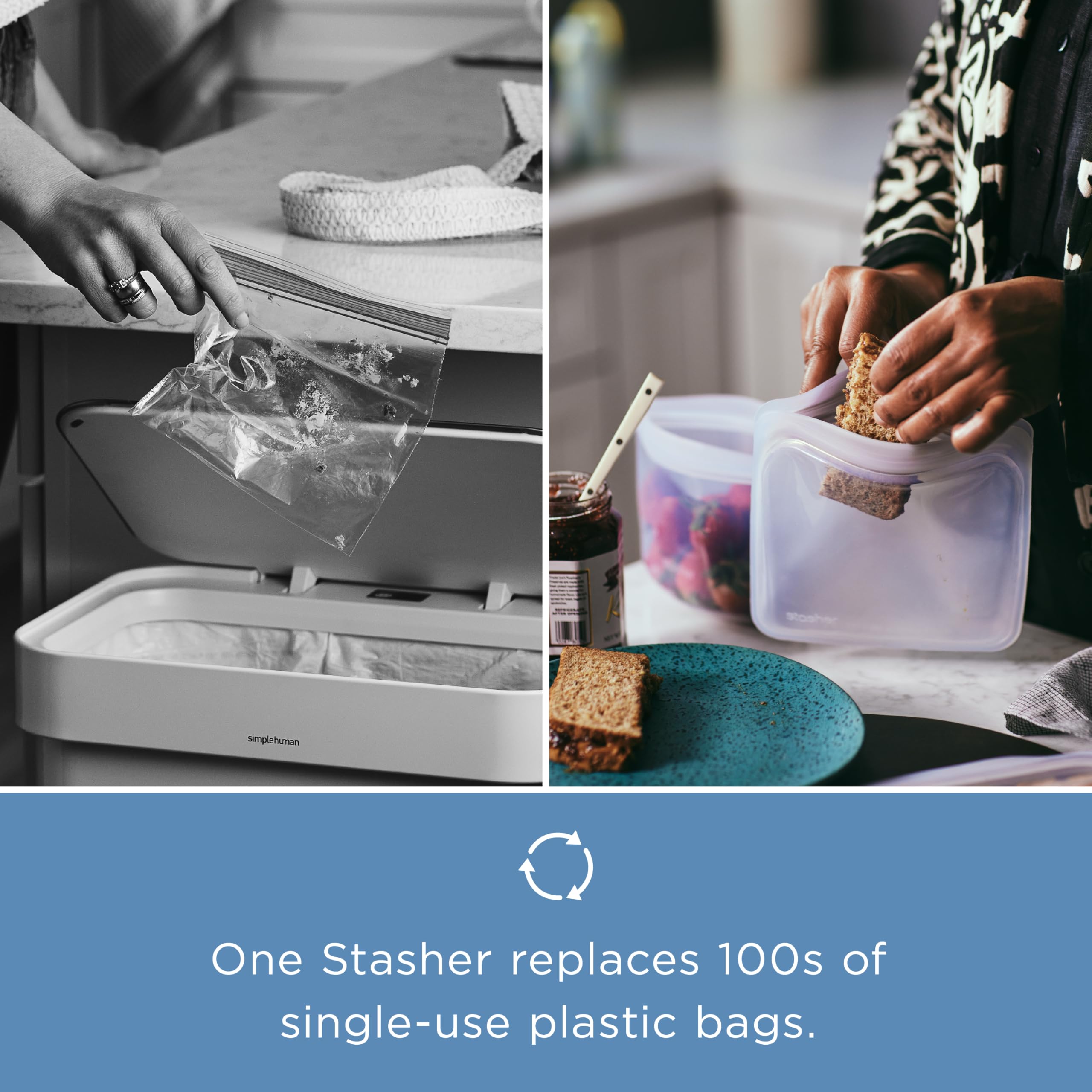 Stasher Aqua leak-free design keeps liquids contained at home
