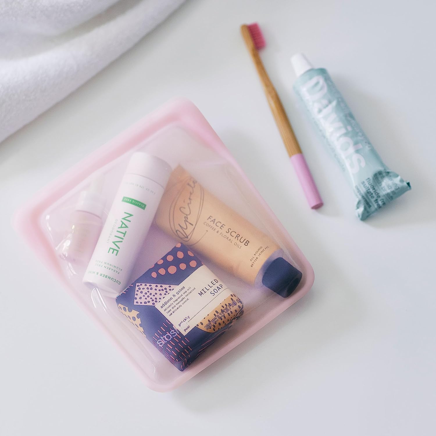 Stasher bag in dishwasher for easy cleanup after meals
