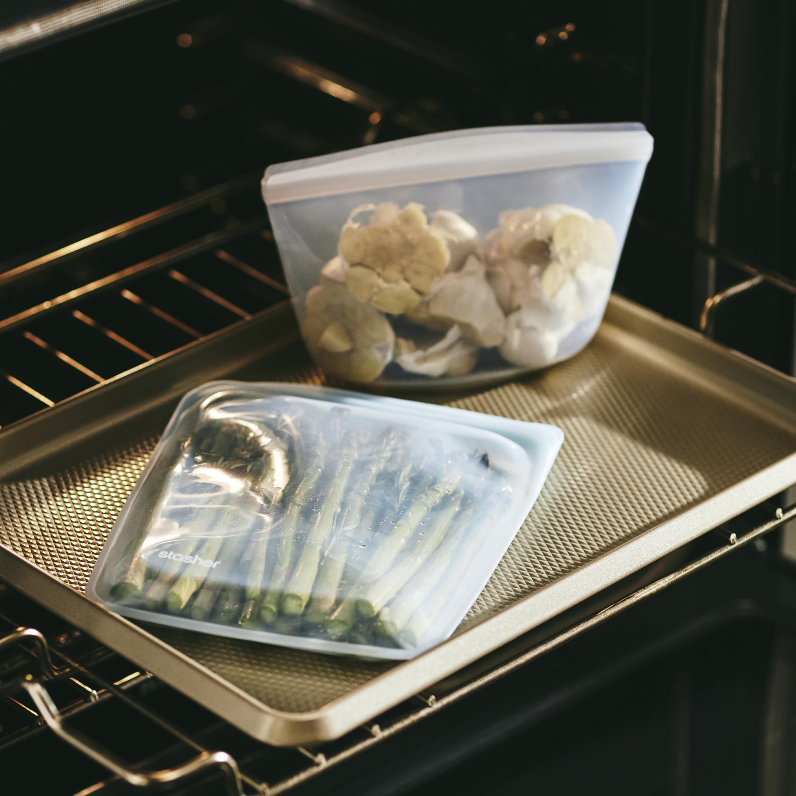 Stasher bag ready for sous vide cooking with even heat