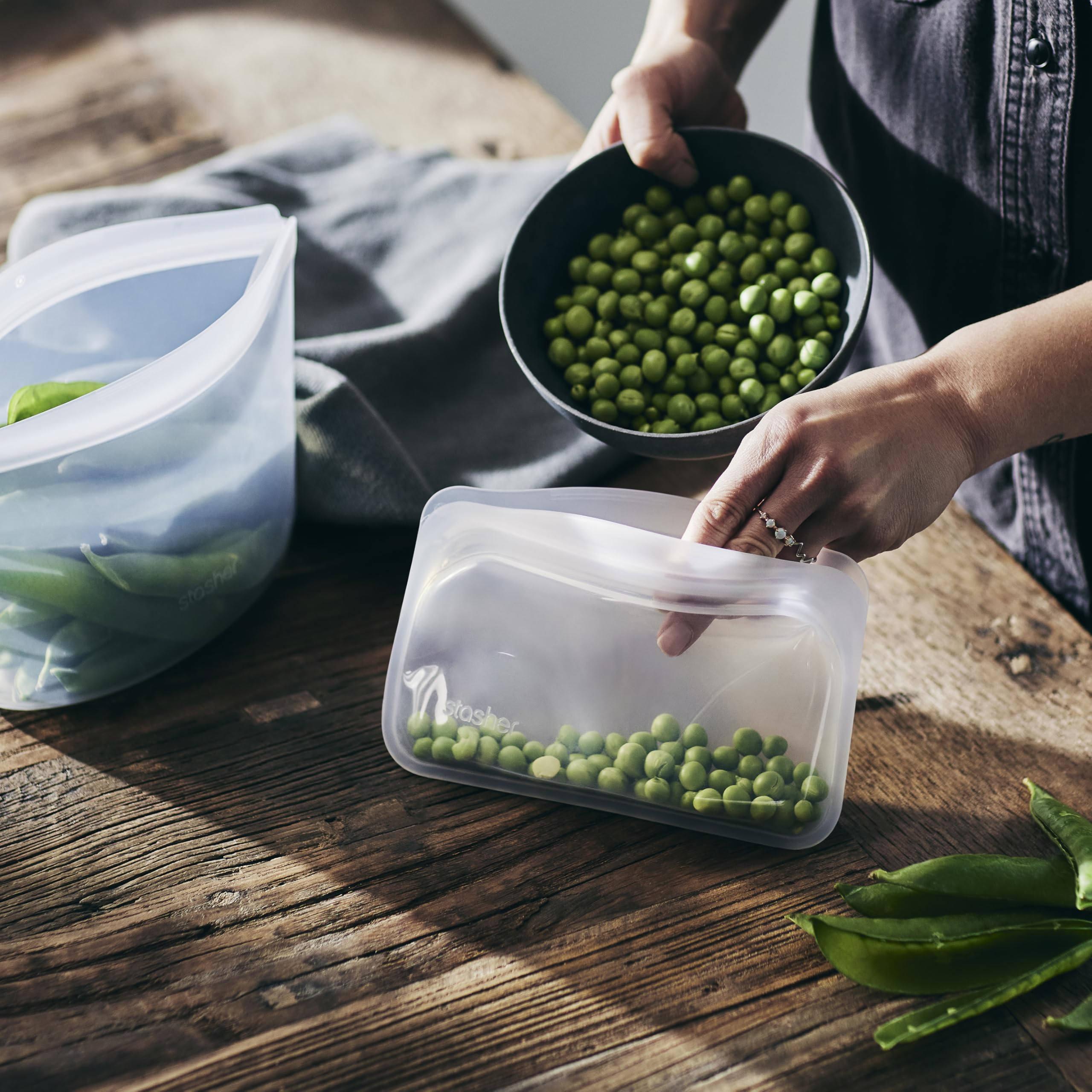 Stasher bag used for sous vide cooking to maintain even temperature