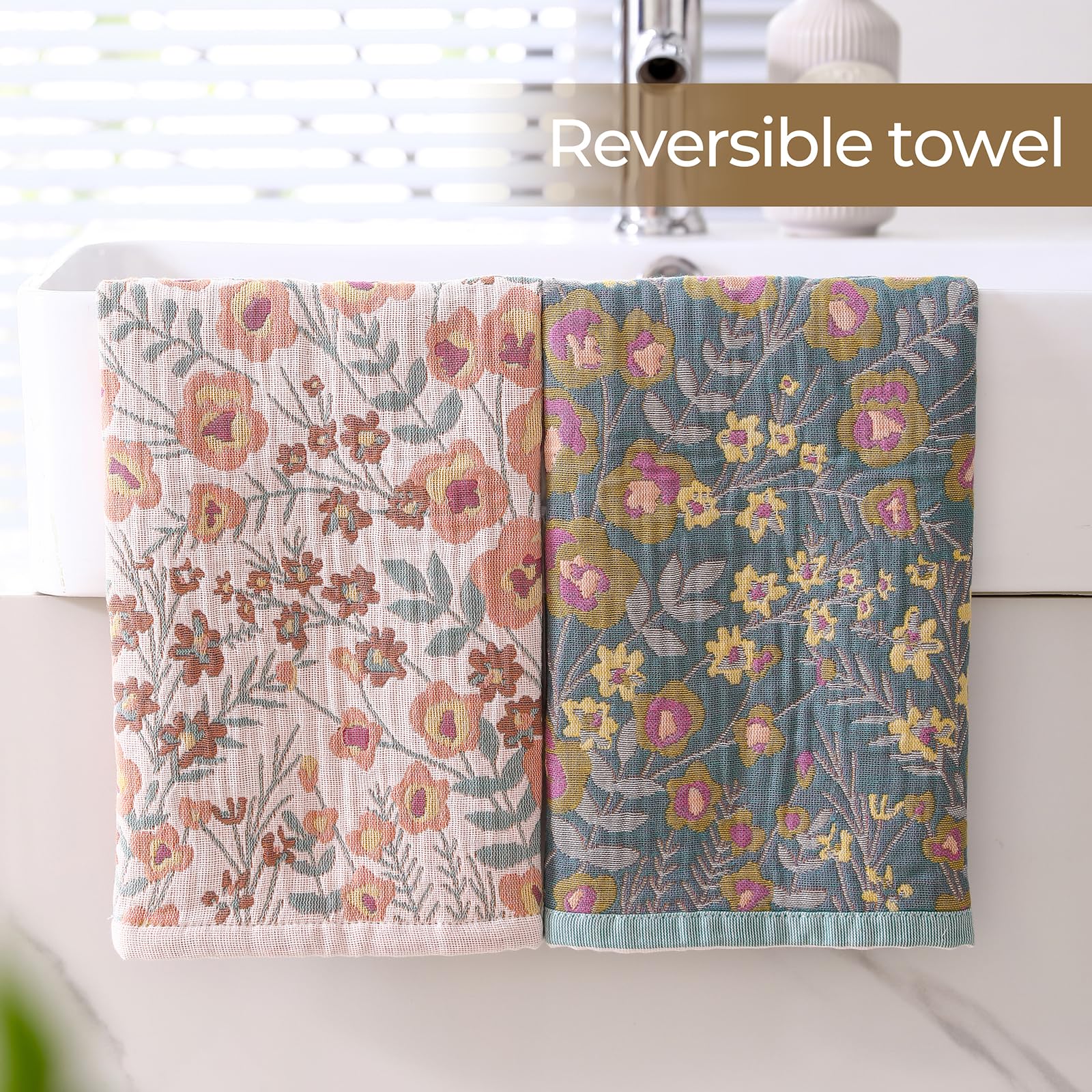 Five-layer cotton gauze provides a soft, breathable feel with efficient moisture pickup.