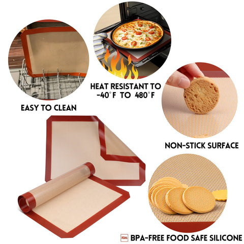 STATINT half-sheet-size silicone baking mats for versatile two-mat setup.
