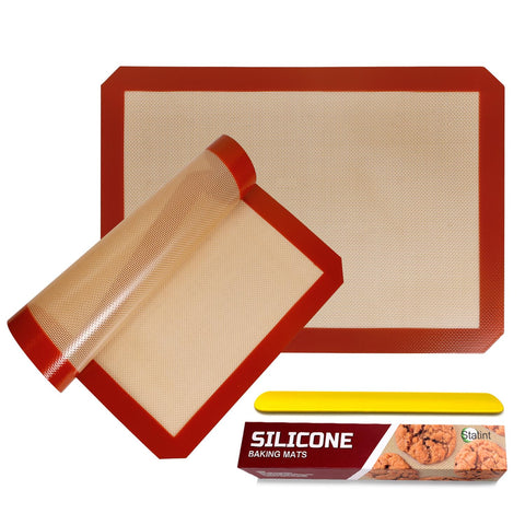 STATINT non-stick silicone baking mat 2-pack on sheet for even baking.