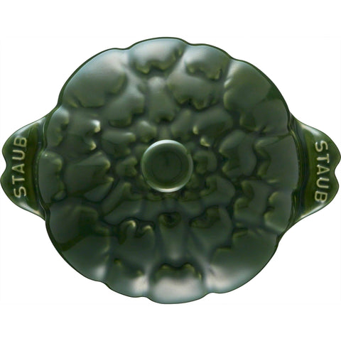 Staub Artichoke Cocotte Basil presented as a stylish serving dish.