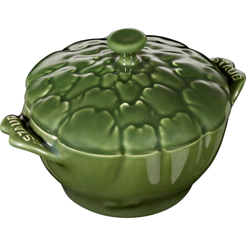 Staub Artichoke Cocotte Basil oven-to-table presentation.