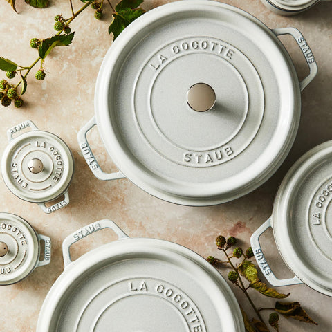 Staub cocotte braises meats and vegetables into tender, flavorful textures