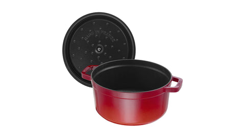 Staub dishwasher-safe option with hand-wash recommended to protect enamel.