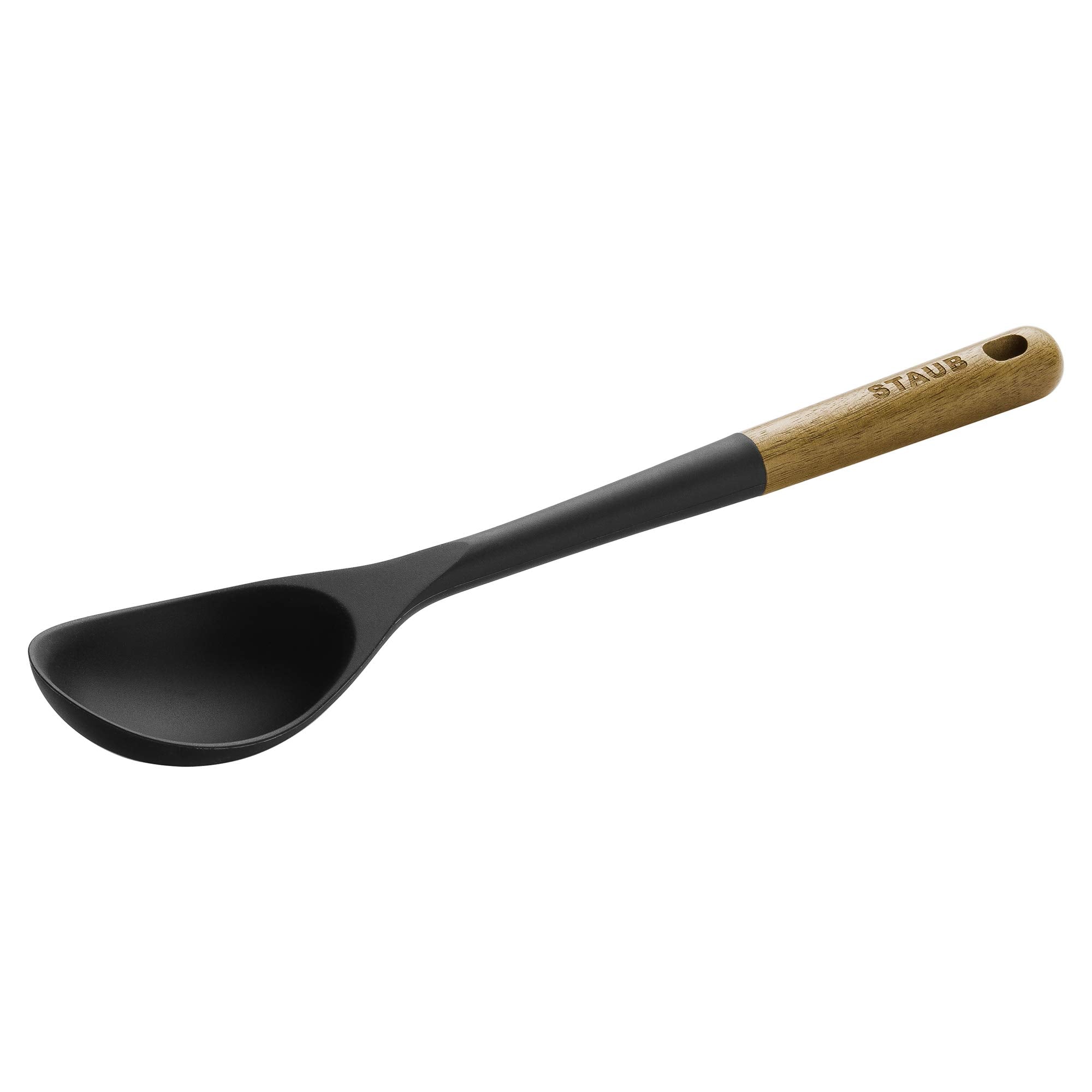 STAUB serving spoon with BPA-free silicone for easy scooping and serving.