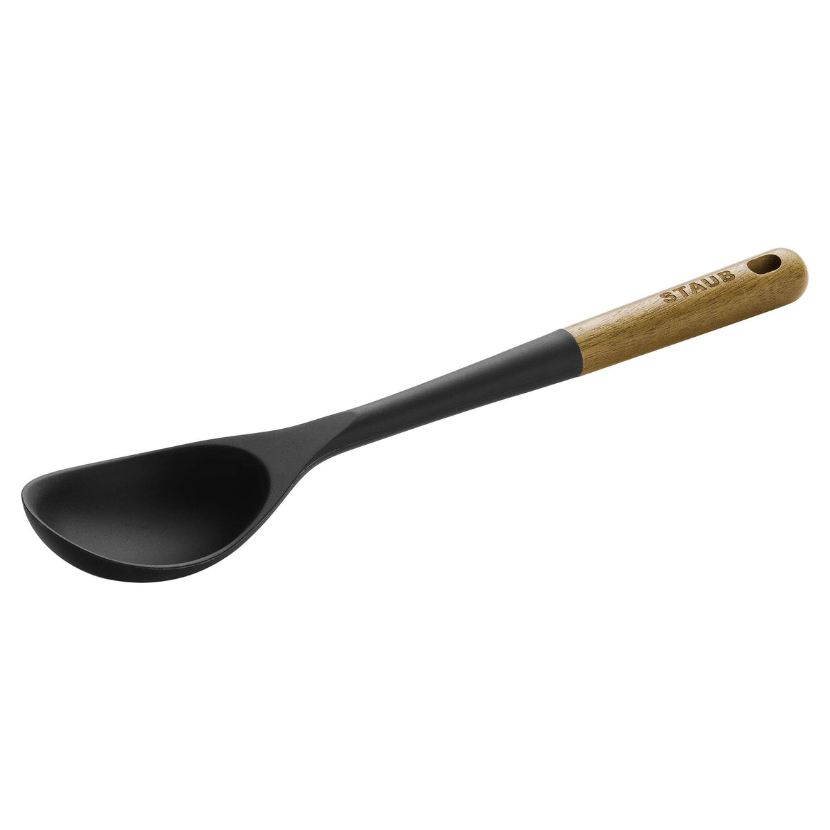 STAUB serving spoon with BPA-free silicone for easy scooping and serving.