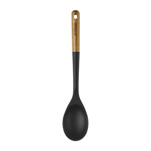 STAUB silicone spoon is safe on all nonstick cookware surfaces.