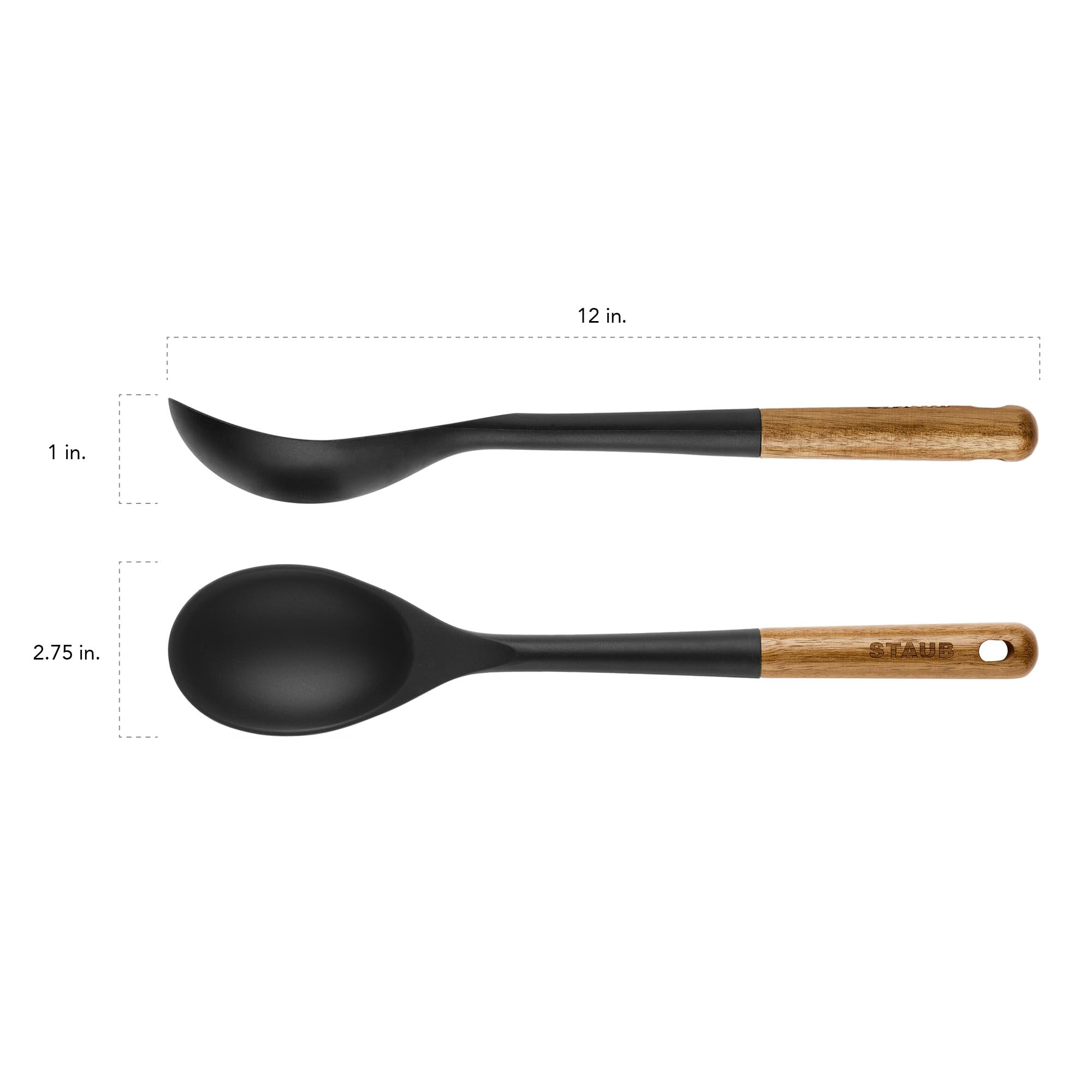 STAUB serving spoon silicone resists high heat for versatile cooking.