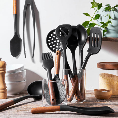 STAUB ladle from the 11-piece set, heat-resistant and easy to serve soups and stews.