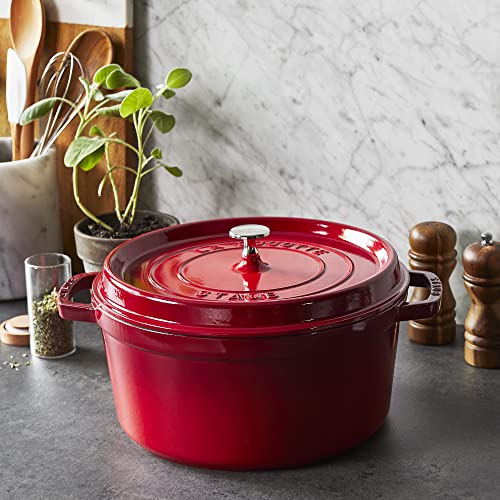 Staub smooth bottom supports induction and other cooktops.