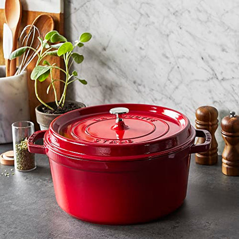 Staub smooth bottom supports induction and other cooktops.