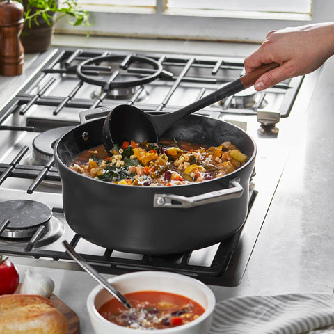 STAUB soup ladle features an Acacia wood handle for comfortable grip.