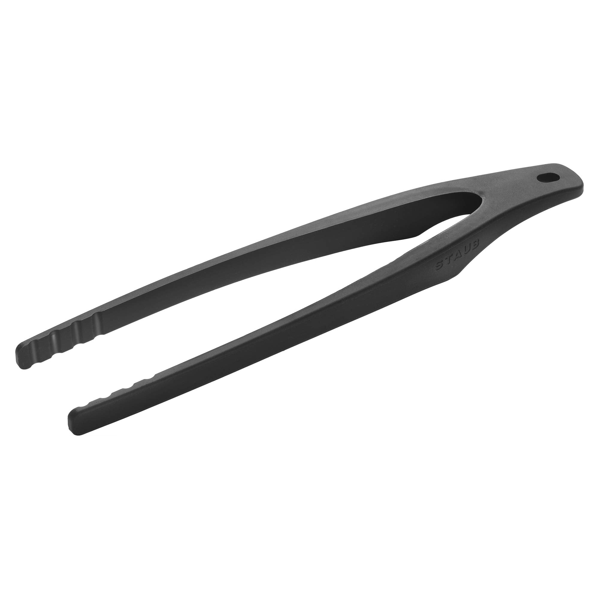 STAUB 12.25-inch tongs for flipping foods on nonstick cookware.