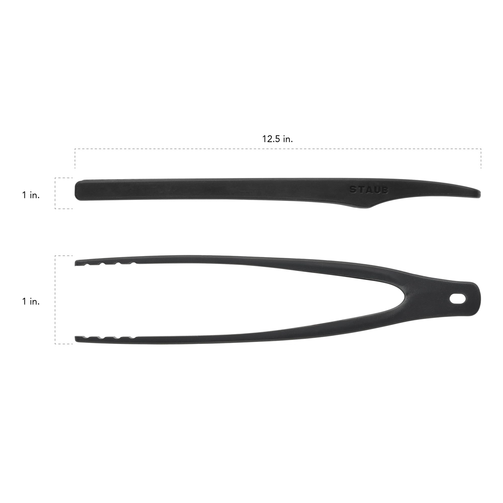 STAUB tongs resist heat on all cookware surfaces.