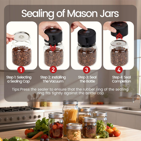 One-Touch operation button on Staweiger sealer for jars and bags