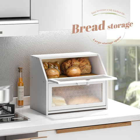 STDDRE bread box with acrylic window displays contents neatly.