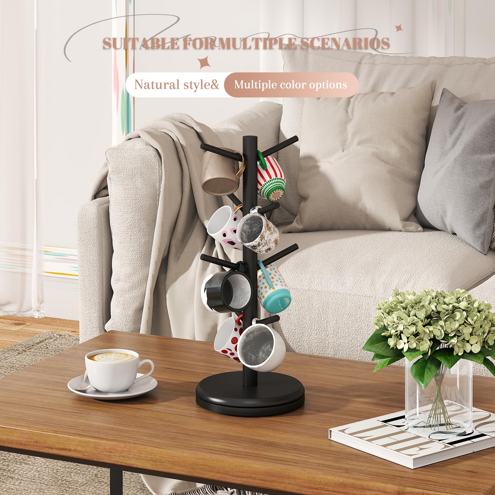 STDDRE bamboo mug stand providing stable support on busy counters