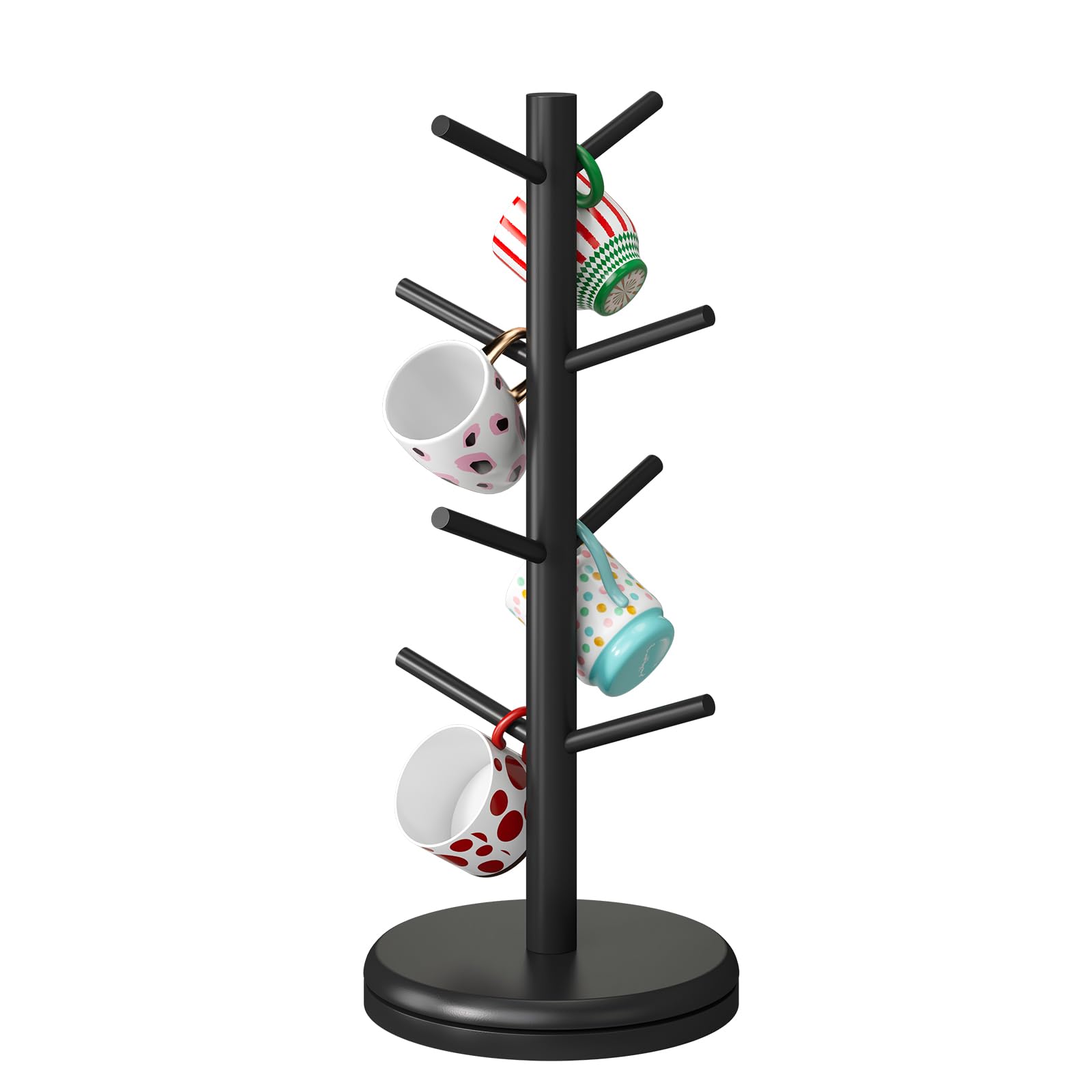 STDDRE mug holder tree with 360-degree rotation for easy mug access