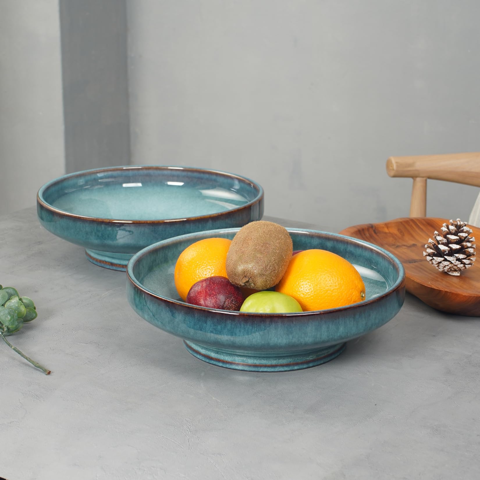 STE-CER blue fruit bowl glaze is smooth and easy to wipe clean.