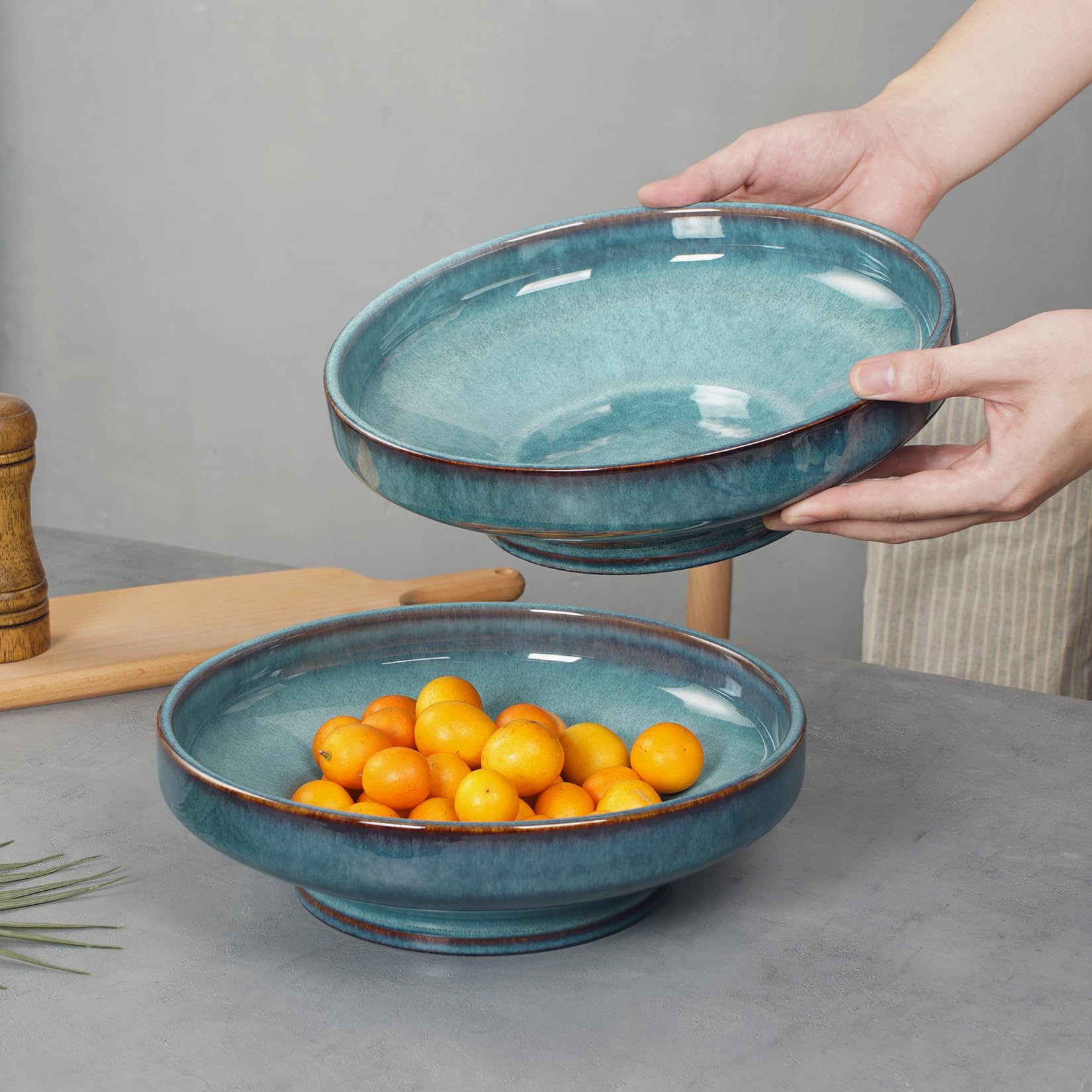 STE-CER blue glaze detail adds depth and artisan texture.