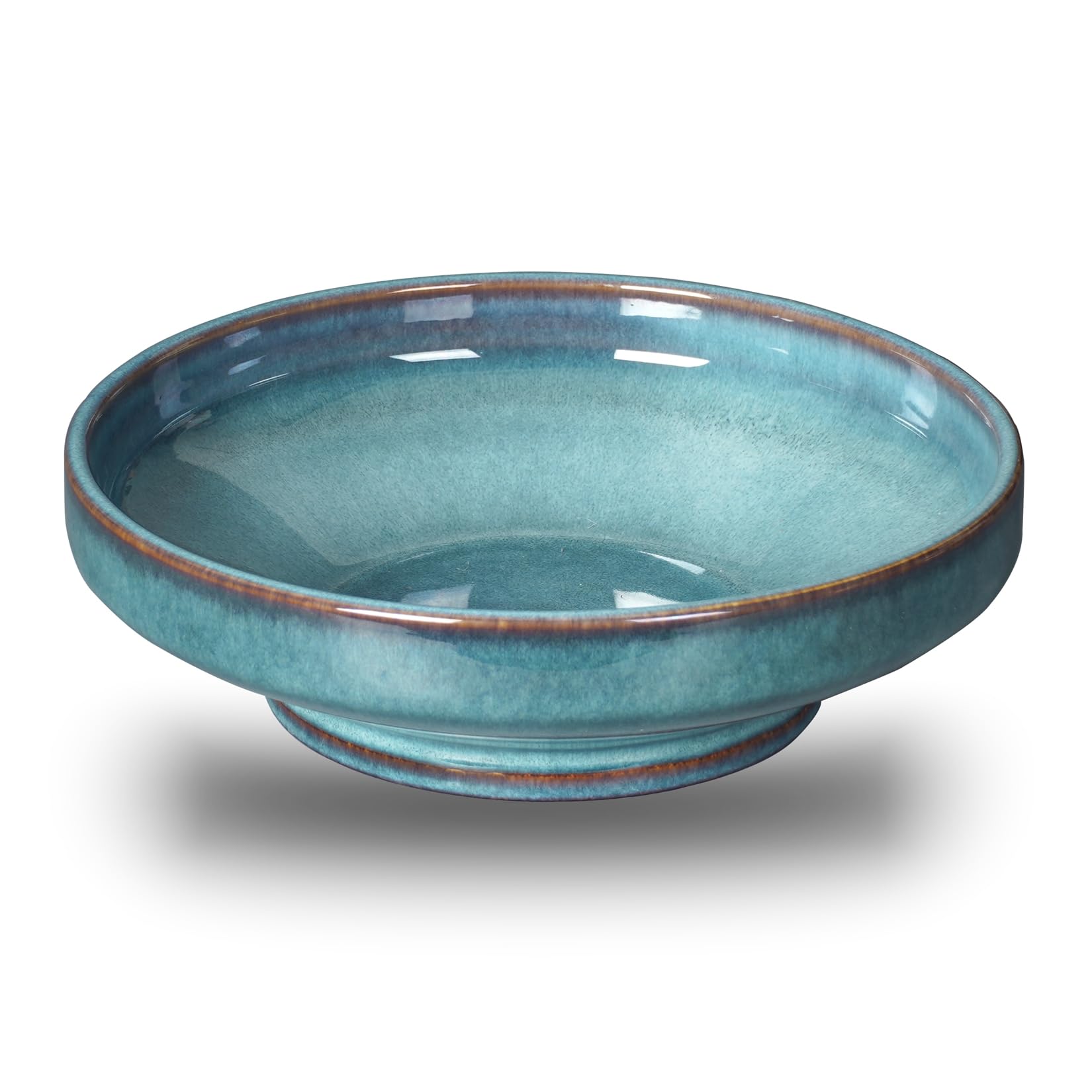 STE-CER blue ceramic fruit bowl viewed from top for a vibrant countertop centerpiece.