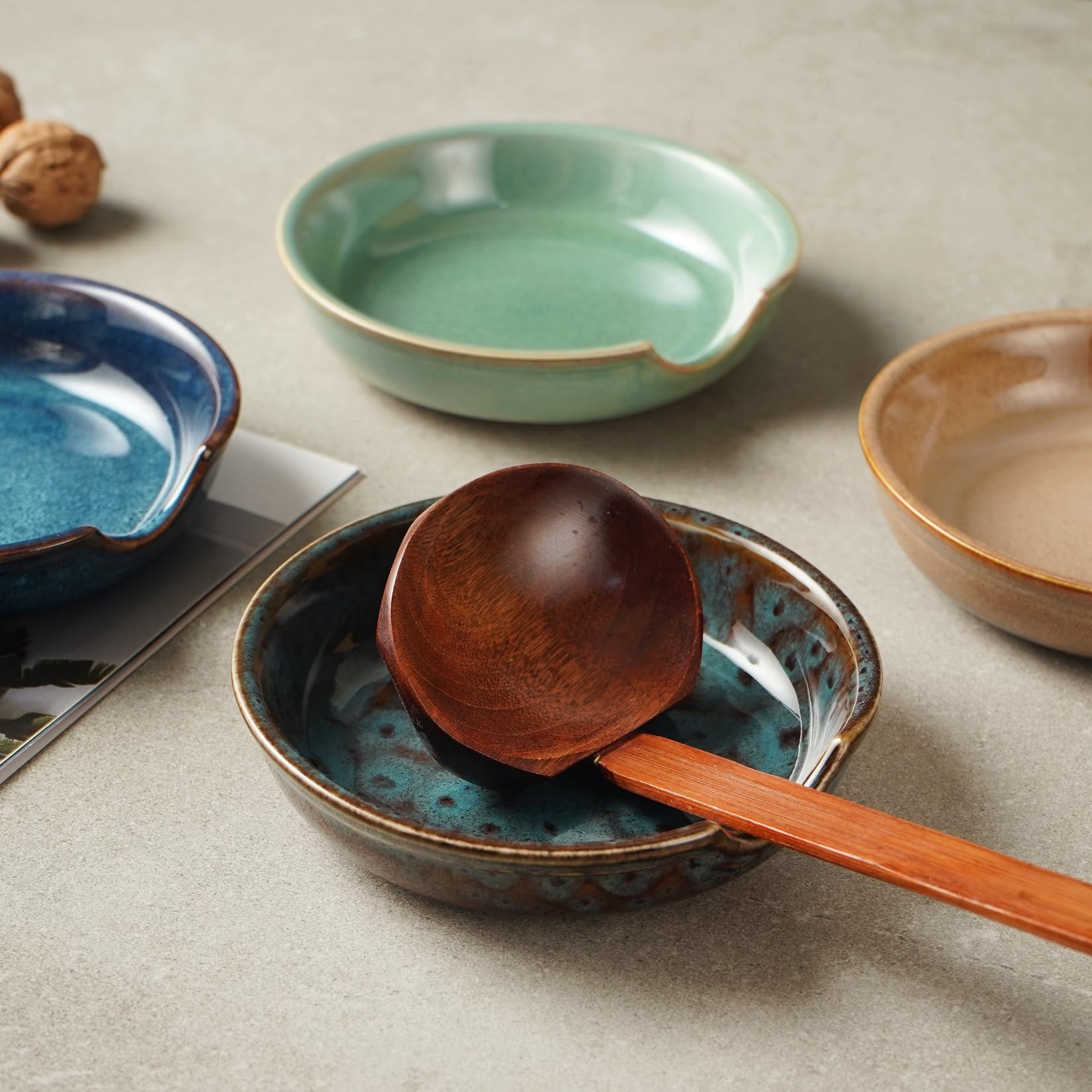 STE-CER spoon rest with reactive glaze showing unique color variation.