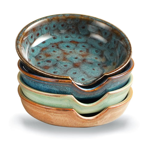 STE-CER ceramic spoon rest on stovetop keeps counters clean and grease-free.