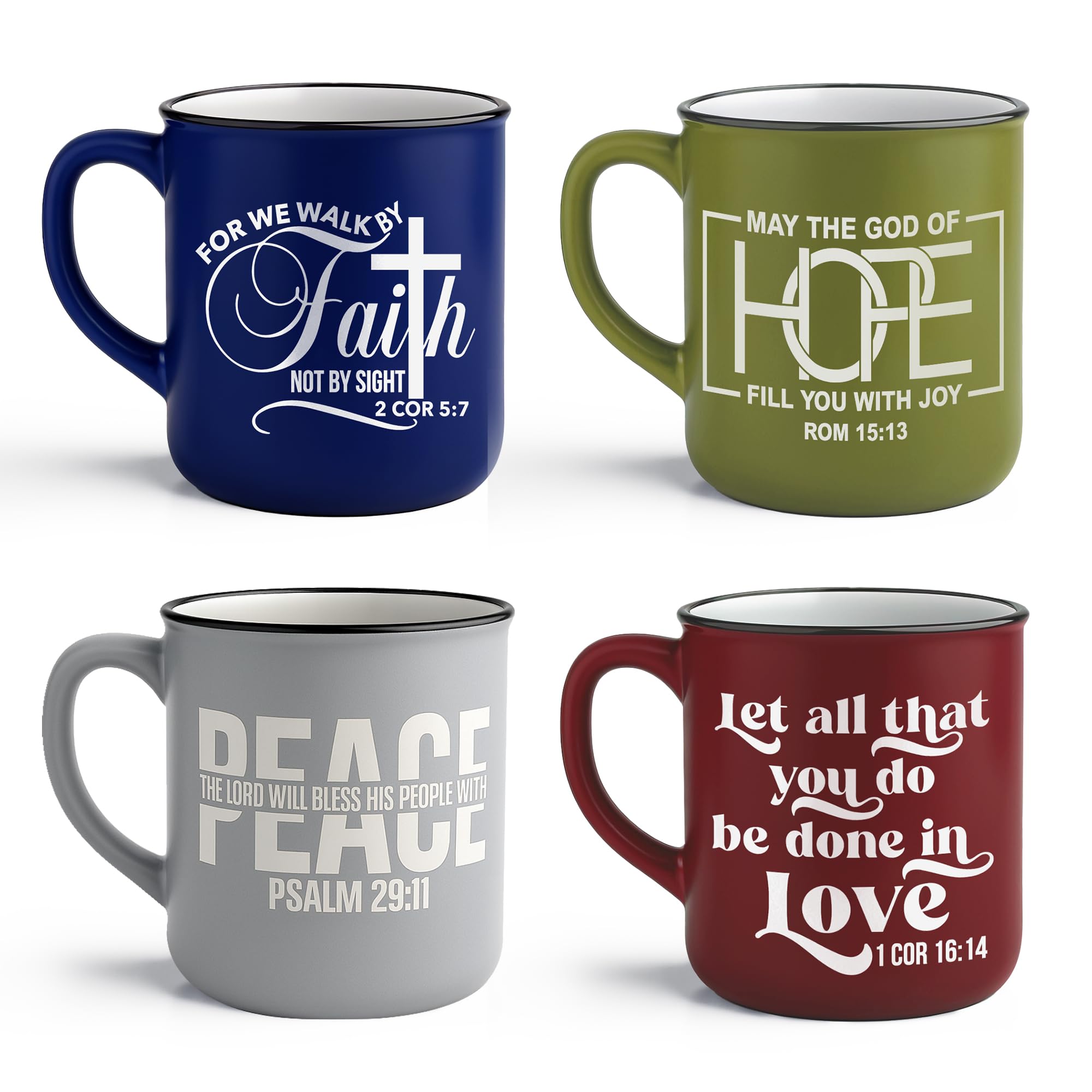 Steadfast Selections 4-pack inspirational Christian coffee mugs for daily devotion