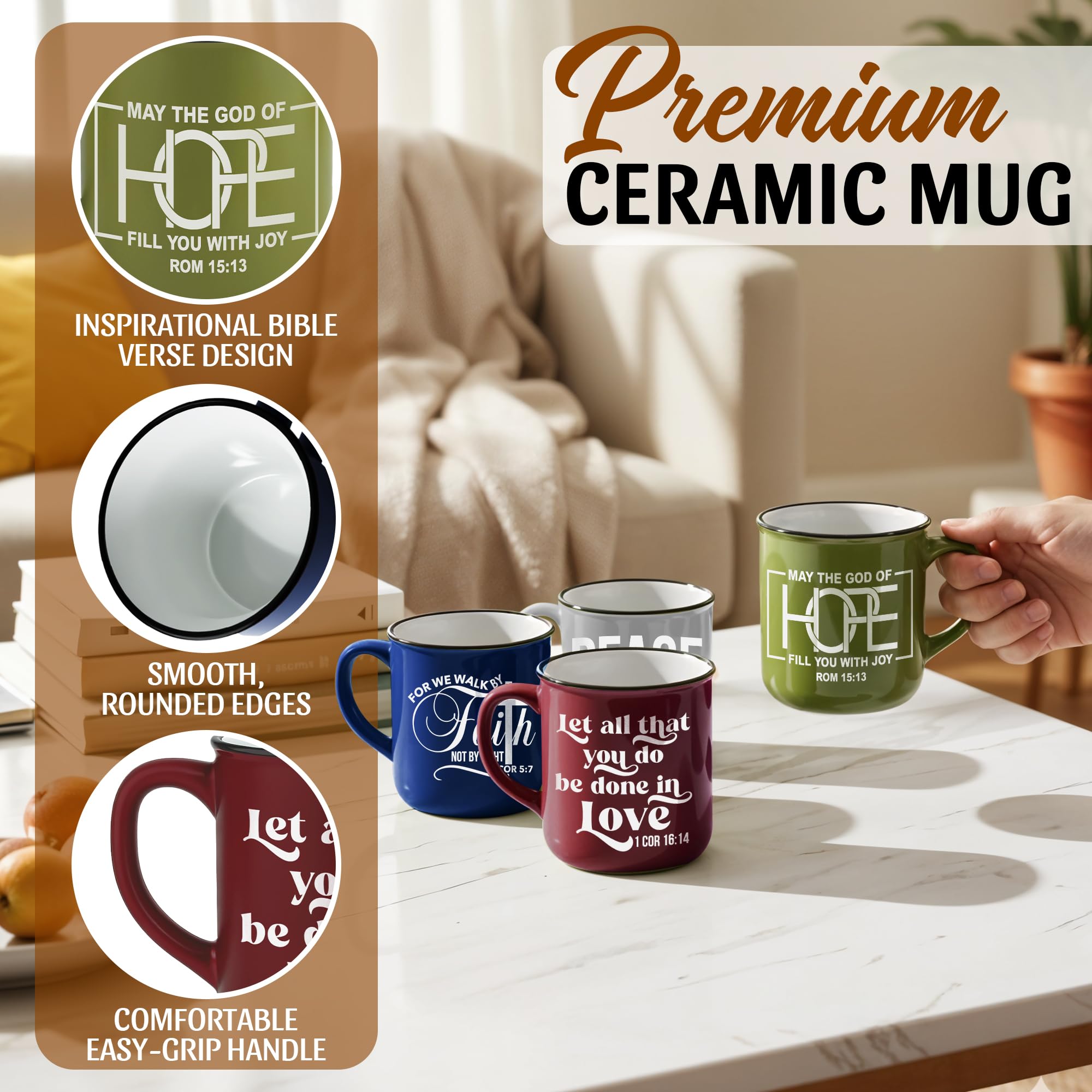 Steadfast Selections mug with gold accents enhances morning ritual