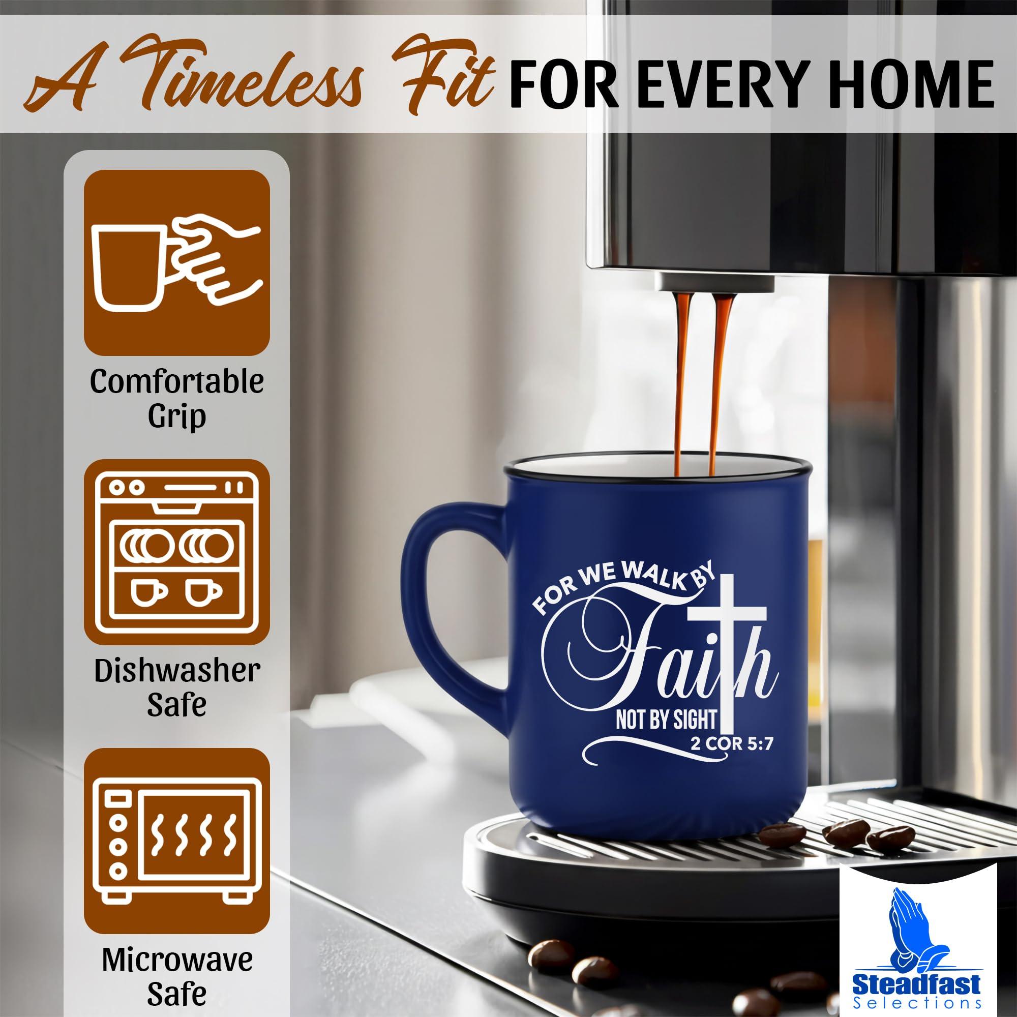 Steadfast Selections scripture coffee mug with Bible verses for encouragement