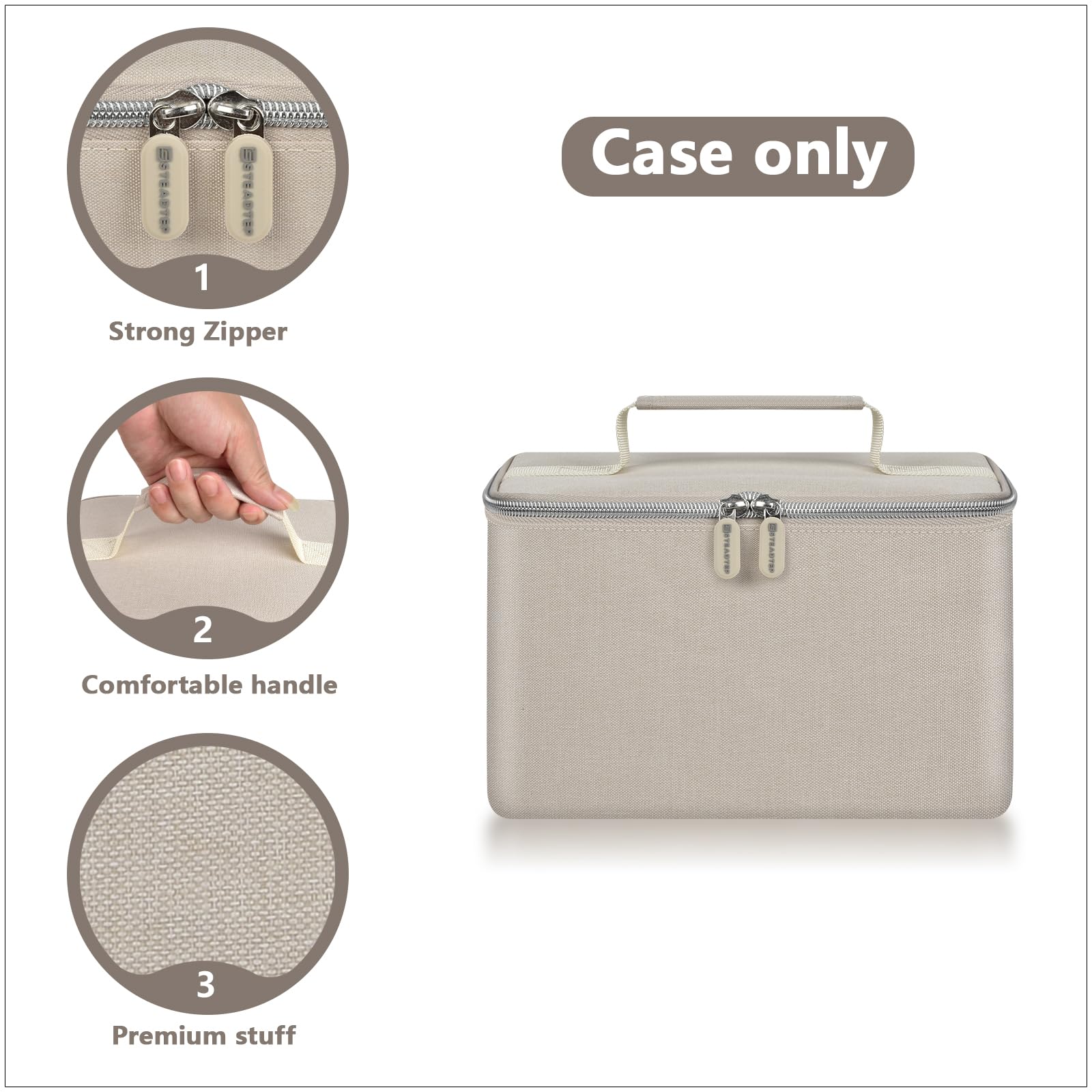 Steadtep water-resistant canvas protects the mixer in damp environments.