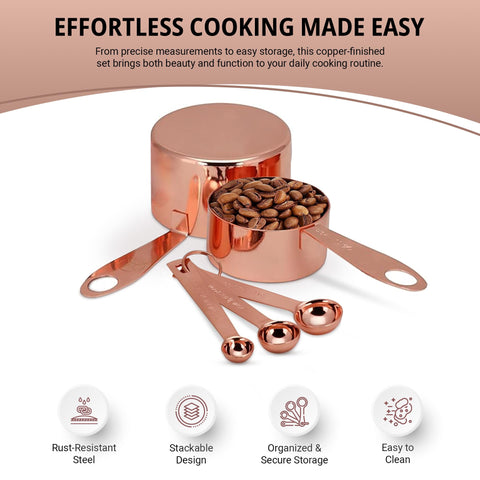 Detachable clip rings secure the set in drawers or on kitchen hooks
